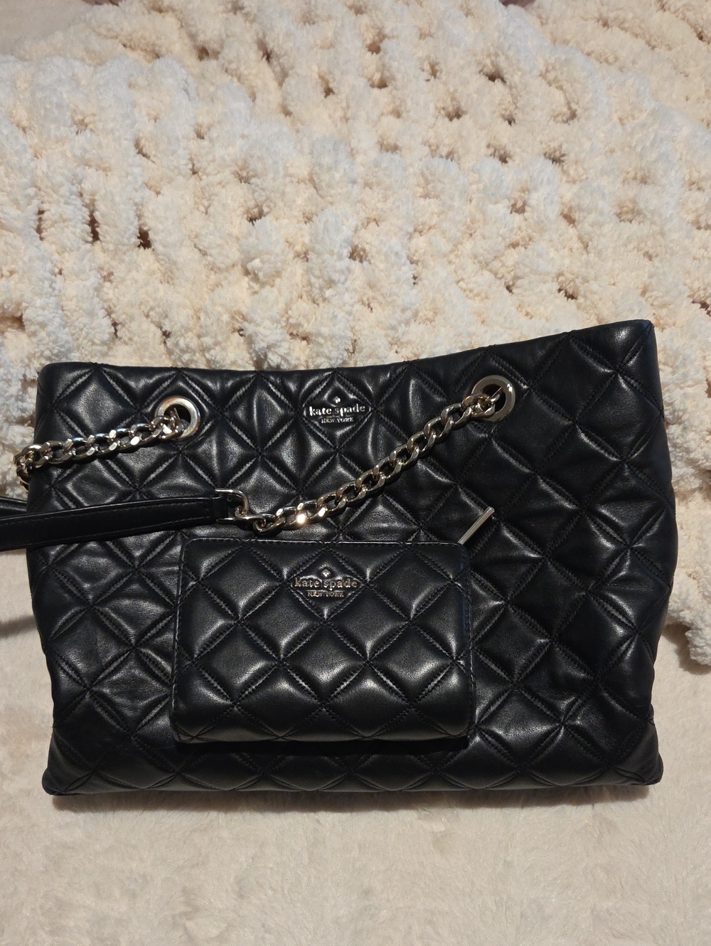 kate spade Natalia Quilted Leather Tote Bag WITH WALLET